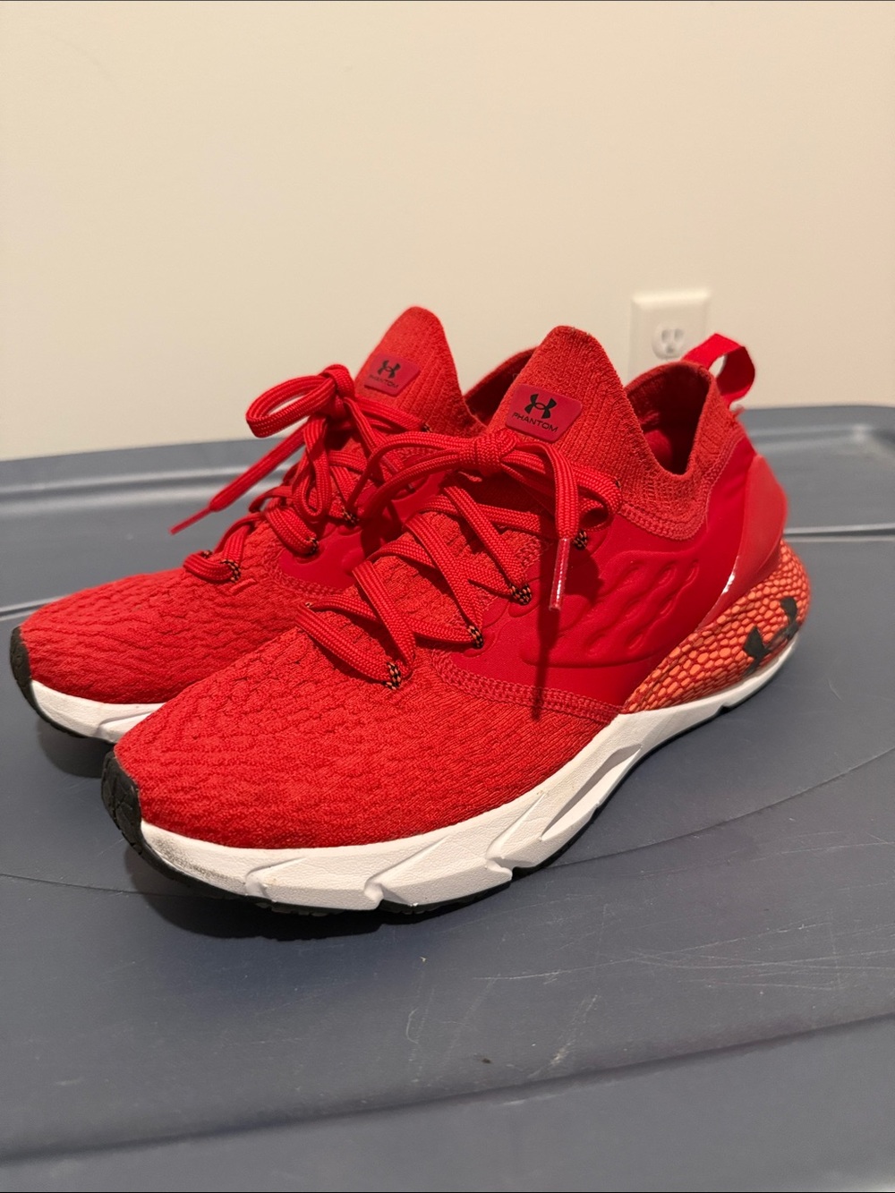 Under Armour Kids Red Knit Lace-Up Sneakers